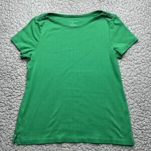 Talbots Shirt Womens Medium Green Laced Shoulder Short Sleeve Boat Neck Top